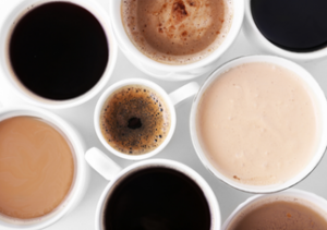 different types of coffee in cups