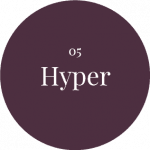 Dark purple circle with text 05 Hyper