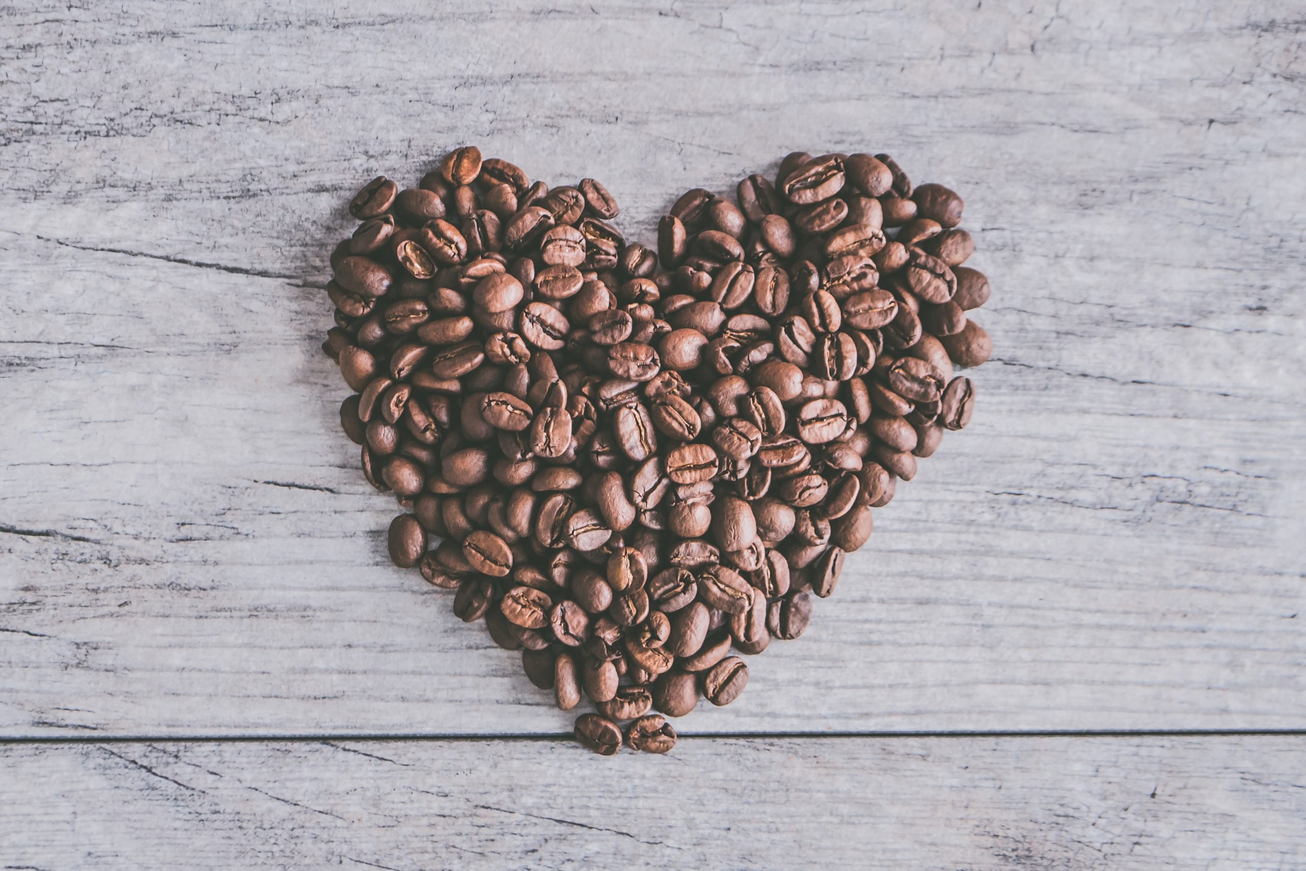 Coffee beans in the shape of a heart