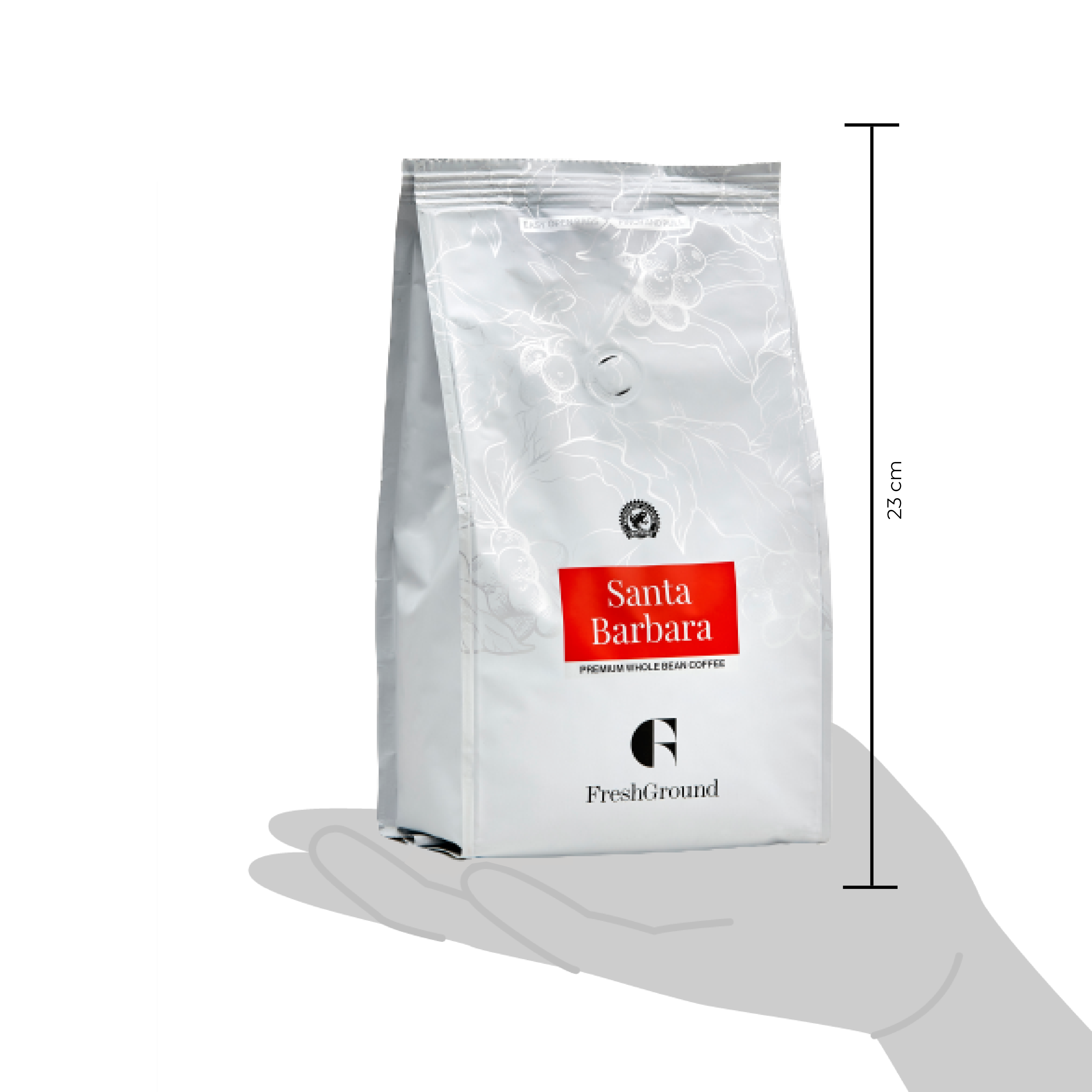 Scale image of whole bean coffee bag
