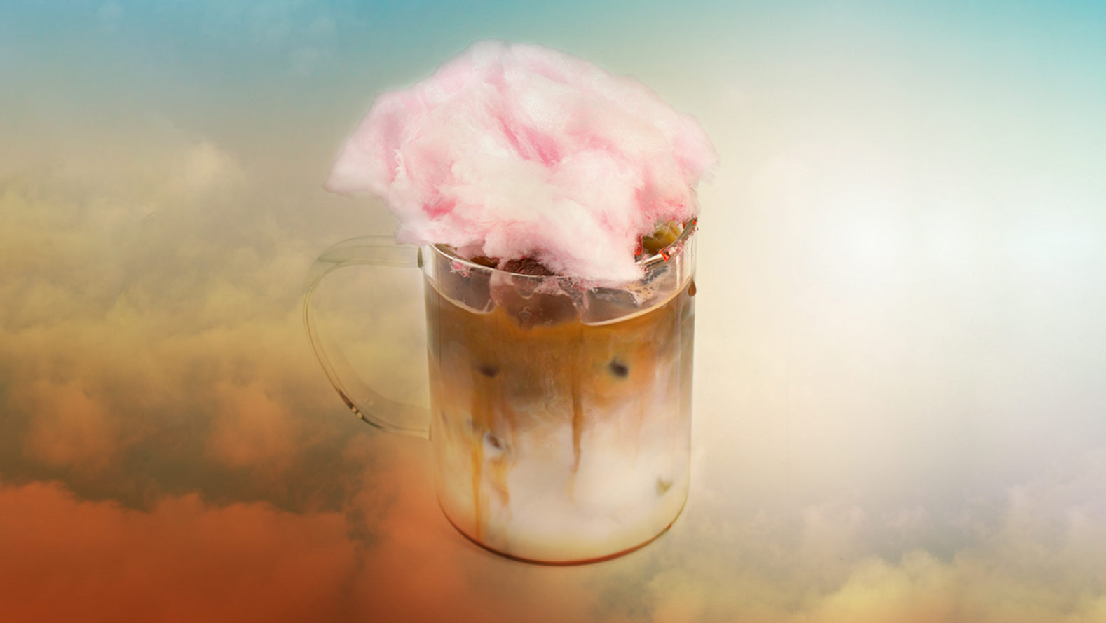 Candy floss iced latte