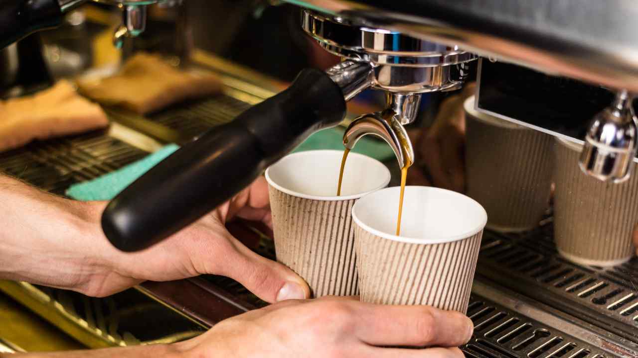 coffee machine pouring coffee