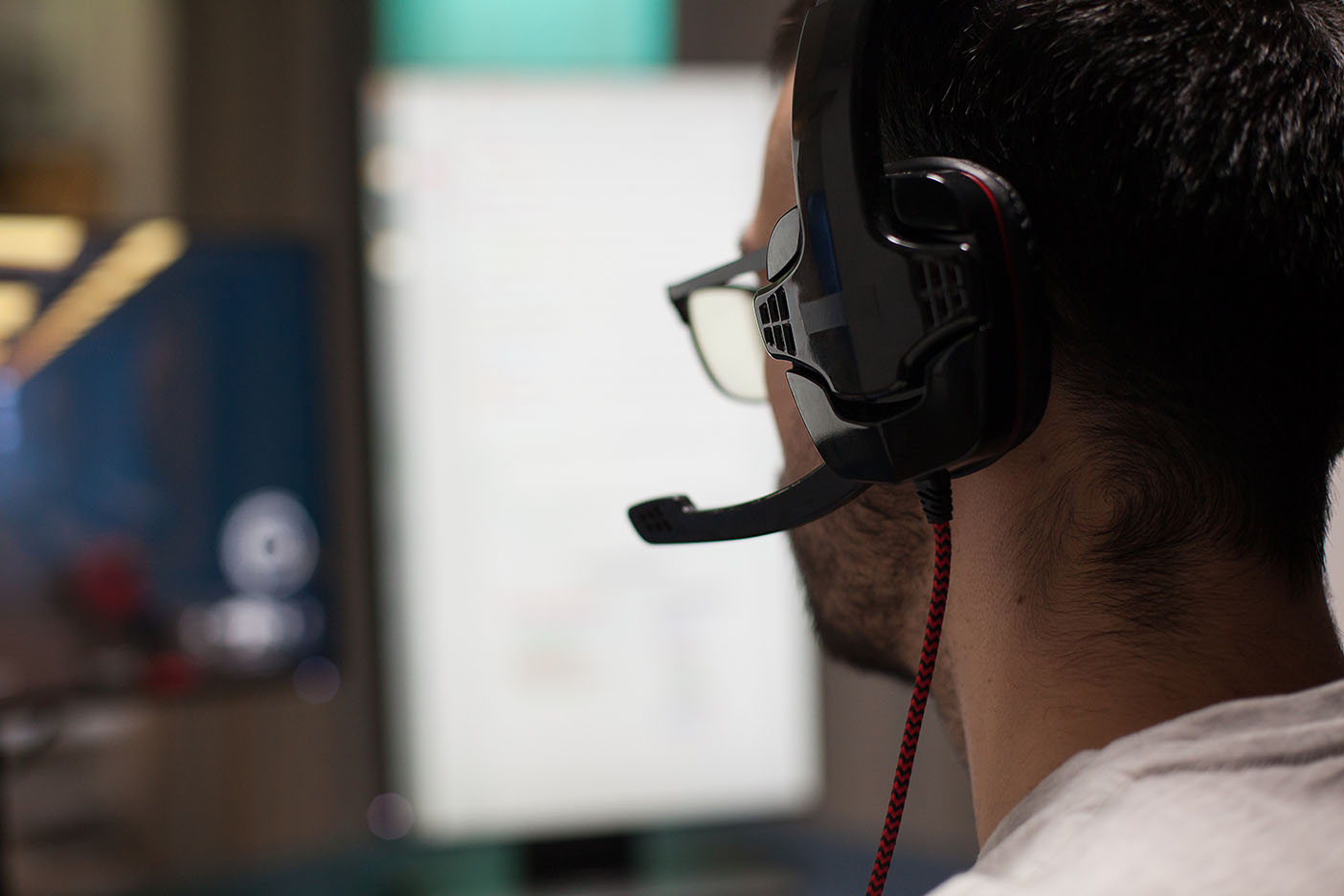 man monitoring phone lines